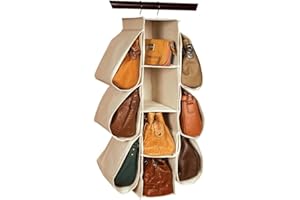 LONGTEAM Hanging Purse Handbag Organizer Homewares Nonwoven 10 Pockets Hanging Closet Storage Bag