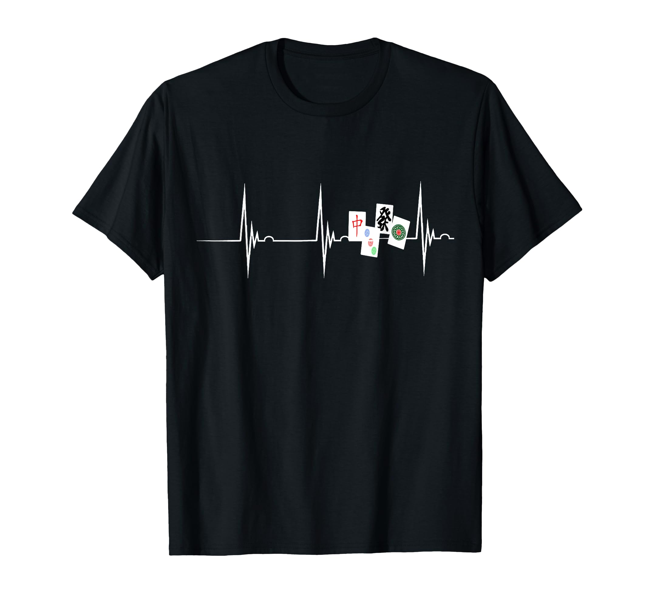 Heartbeat Mahjong Player EKG Pulse Line Chinese Game T-Shirt T-Shirt