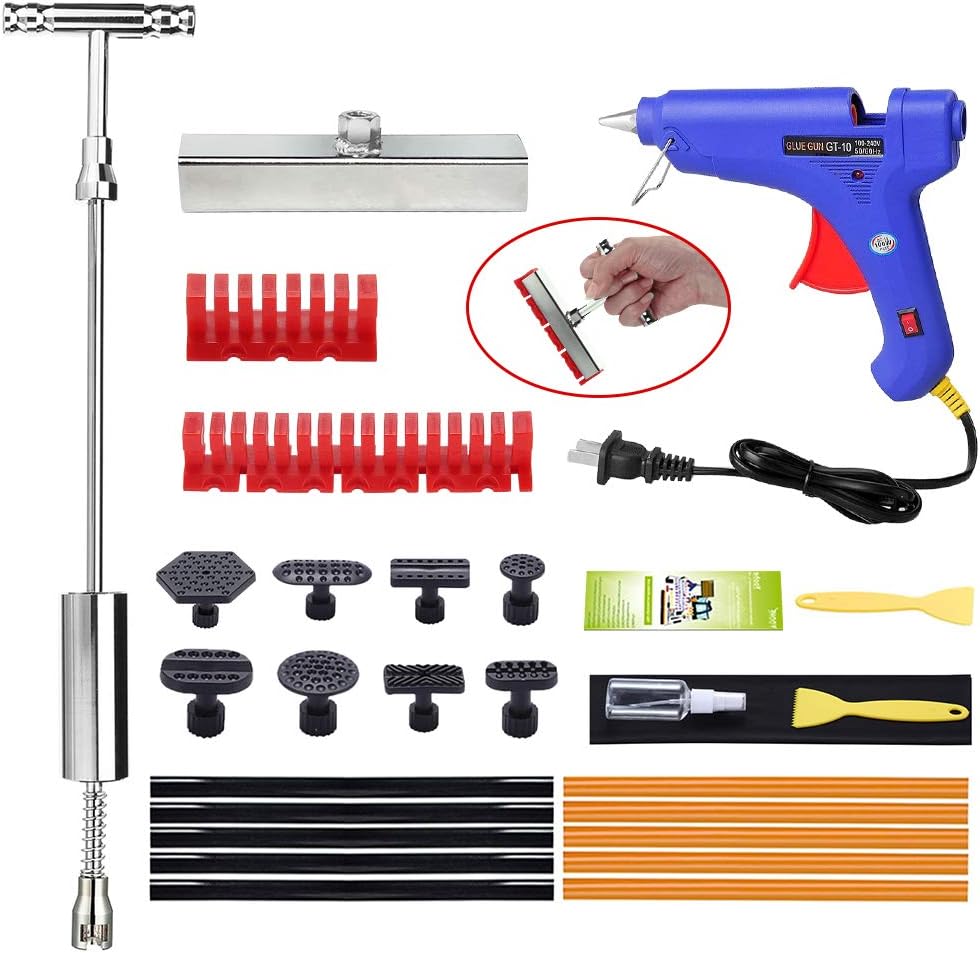 Amazon Manelord デントリペアツール 車の凹み直し Tバー スライドハンマー 車補修 引っ張り工具 Diy修理工具 26セット ボディ フェンダー補修ツール 車 バイク