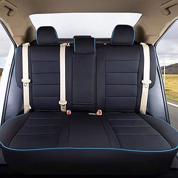 Amazon Com Ekr Custom Fit Car Front Seat Covers For Select Toyota Tacoma 2016 2017 2018 2019 2020 2021 Double Cab Leatherette Black With Blue Trim Automotive