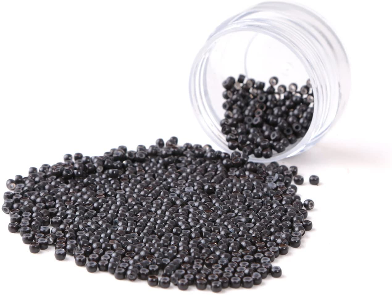 Vlasy Silicone Lined Nano Rings Beads for Nano Tip Hair Extensions Micro Nano Beads (1000pcs, Dark Brown)