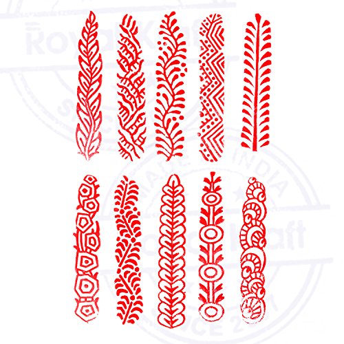 Mehndi Print Blocks Stylish Border Pattern Wooden Stamps (Set of 10) - Thumbnail 2