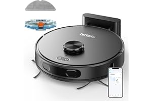 SHELIKI Robot Vacuum and Mop Combo, Robotic Vacuums Cleaner with LiDAR Navigation, Smart Mapping, Strong Suction, with WiFi/App/Alexa/Voice Control, Obstacle Avoidance, for Home, Wood/Hard Floors, Pet Hair