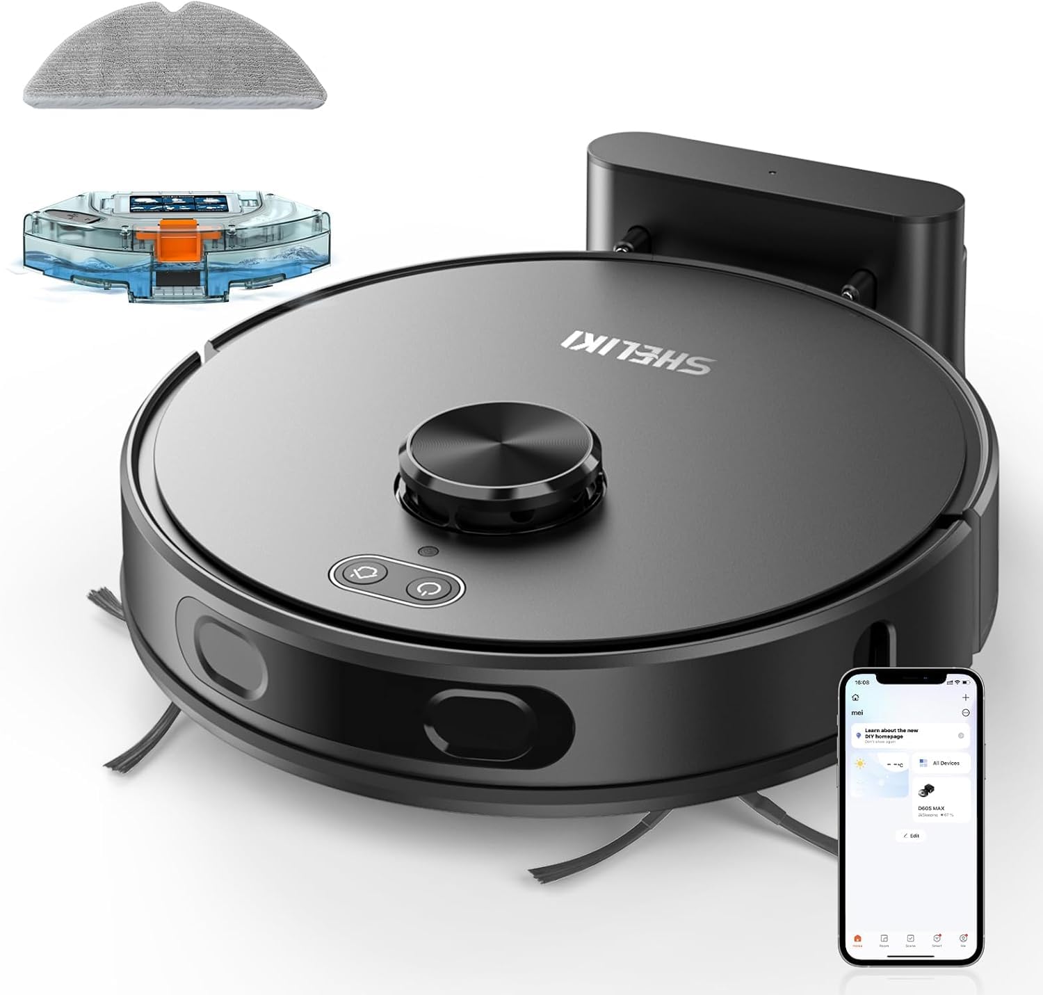 Photo 1 of Robot Vacuum and Mop Combo, Robotic Vacuums Cleaner with LiDAR Navigation, Smart Mapping, Strong Suction, with WiFi/App/Alexa/Voice Control, Obstacle Avoidance, for Home, Wood/Hard Floors, Pet Hair