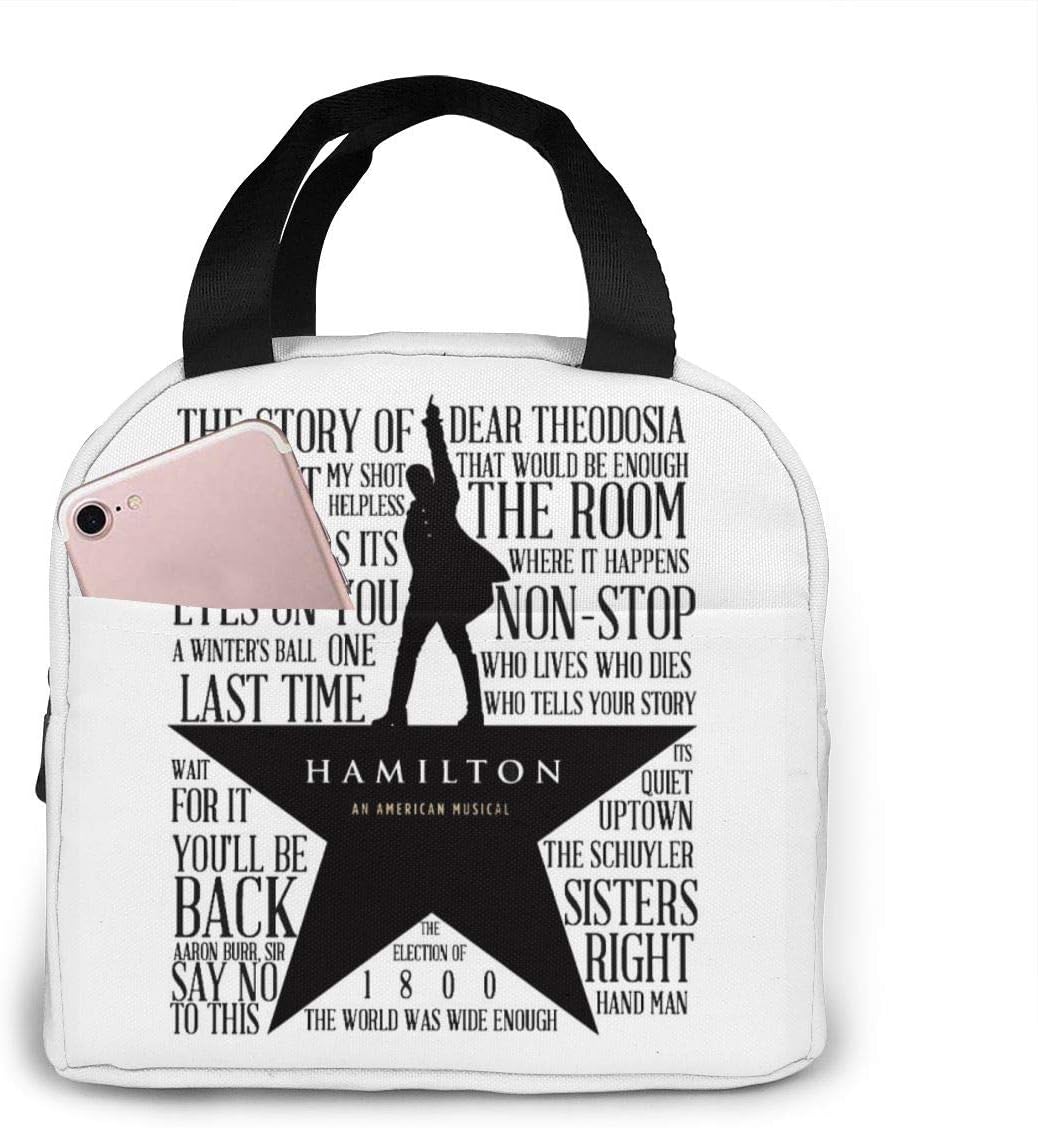 Lunch Bags For Men Women, Hamilton Band Insulated Durable Lunch Box Tote Bag Cooler Bag For Work School Picnic Travel Beach