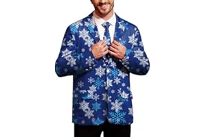 Arvilhill Mens Christmas Ugly Blazer 3D Graphic Print Long Sleeve Suit Jacket with Tie