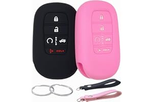 REPROTECTING Silicone Rubber Key Fob Cover Compatible with (5 Buttons) 2022-2025 Honda Accord Civic HR-V CR-V Pilot Sport SI EX EX-L Touring (Black Pink)