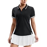 MIER Golf Polo Shirts for Women - 1/4 Zip Up Short Sleeve Tennis Tops, Dry Fit UPF 50+ Athletic Collared Shirt for Pickleball