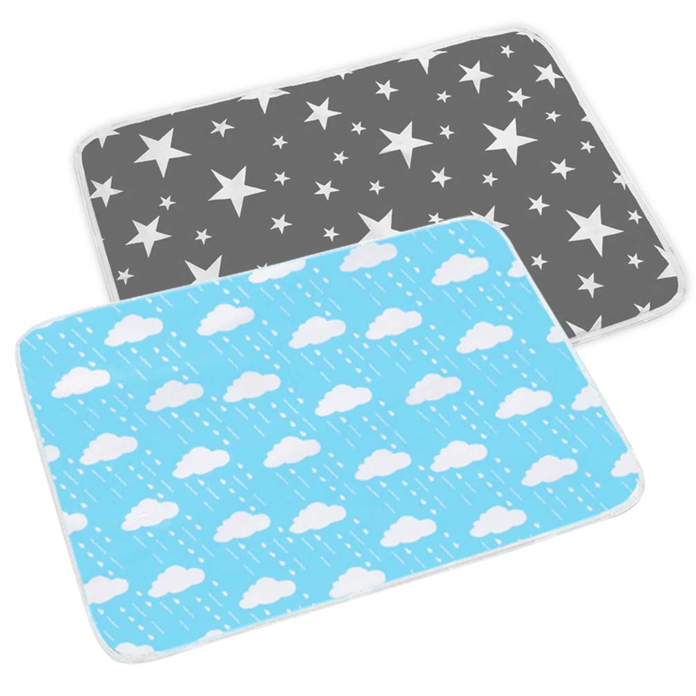 2 Pcs Baby Diaper Changing Pad, ALBOYI Newborns Waterproof Diaper Pad Reusable Nappy Multi Function Washable Mat for Home and Outdoor(Grey/Blue)