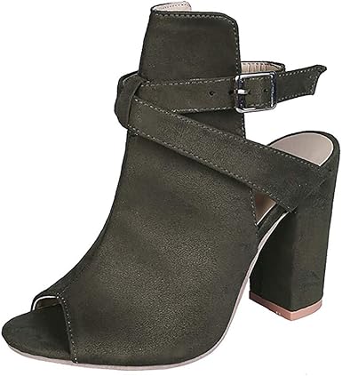 chunky heel ankle strap boots