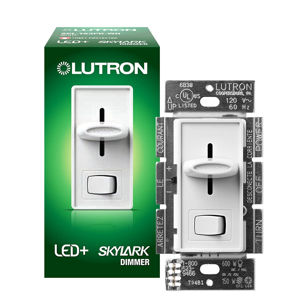 Photo 1 of Lutron Skylark LED+ Dimmer Switch for Dimmable LED, Halogen and Incandescent Bulbs | 150W/Single-Pole or 3-Way | SCL-153P-WH | White