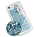 Maxdara iPhone 8 Case, iPhone 7 Glitter Liquid Women Case Tempered Glass Sreen Protector Floating Bling Sparkle Luxury Pretty Protective Girls Case iPhone 6 6s 7 8 4.7 inches (Blue)