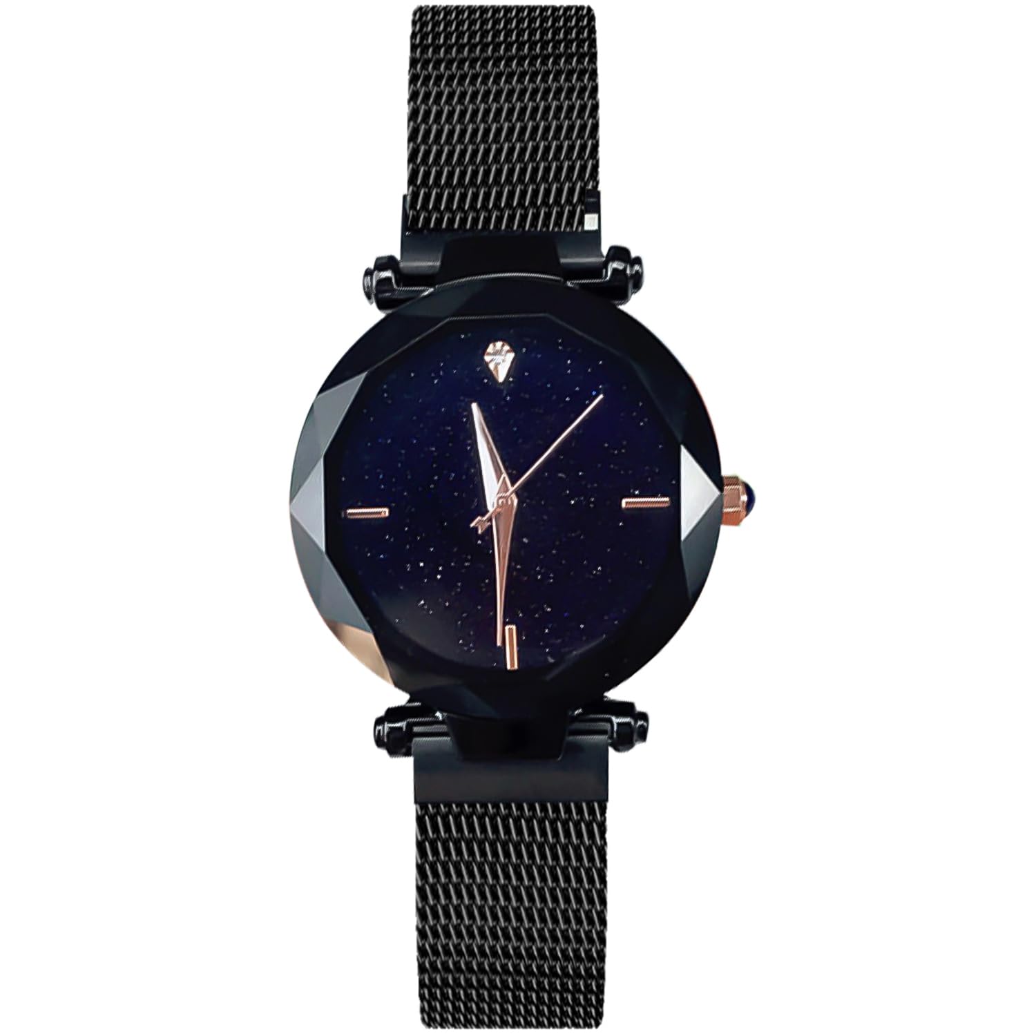 RORIOS Fashion Women Watches Analogue Quartz Watches Starry Sky Dial with Stainless Steel Mesh Band Simple Wristwatch for Ladies Girls
