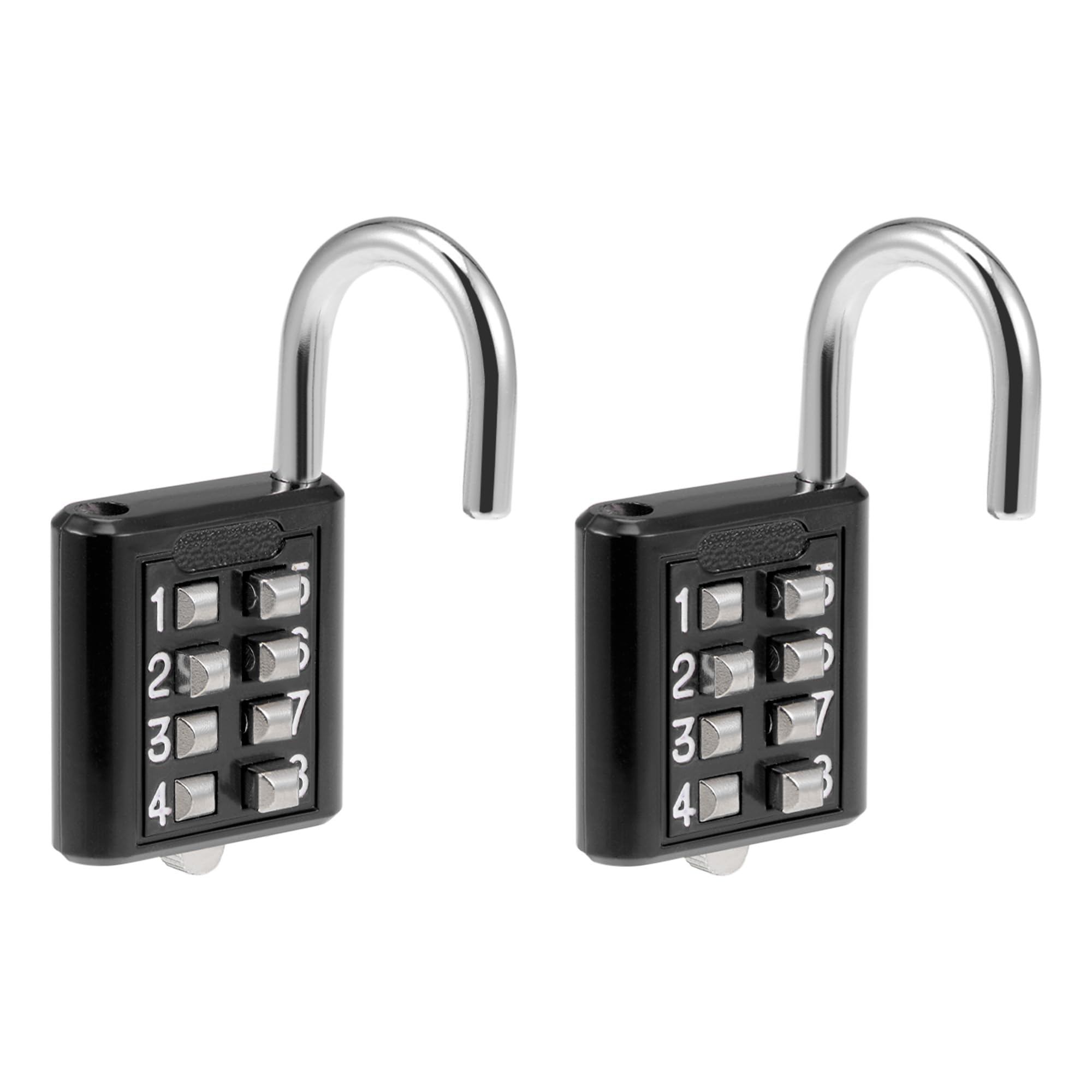 M METERXITY 2 Pack 8 Digit Combination Padlock - Zinc Alloy Indoor Outdoor Padlock, Push Button Lock, Apply to Gym Gate Sports Locker (5mm, Black)