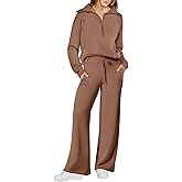 ANRABESS Women 2 Piece Outfits 2025 Fall Fashion Airport Wide Leg Pants Lounge Set Leisure Travel Vacation Clothes Sweatsuits