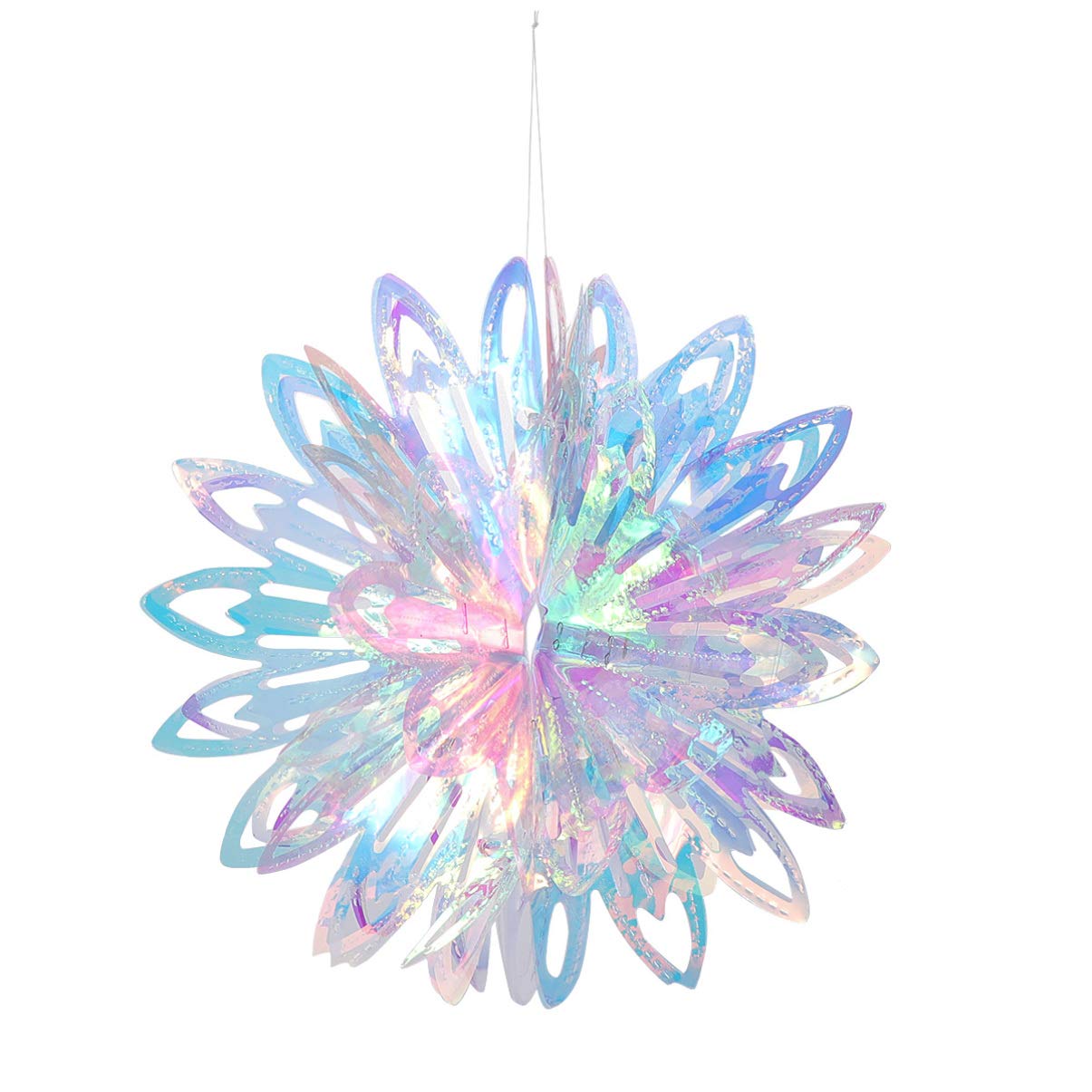 Amosfun Christmas Iridescent Honeycomb Ball Foil Ceiling Hanging Flowers Ball Craft Hanging Decoration for Christmas Birthday Wedding