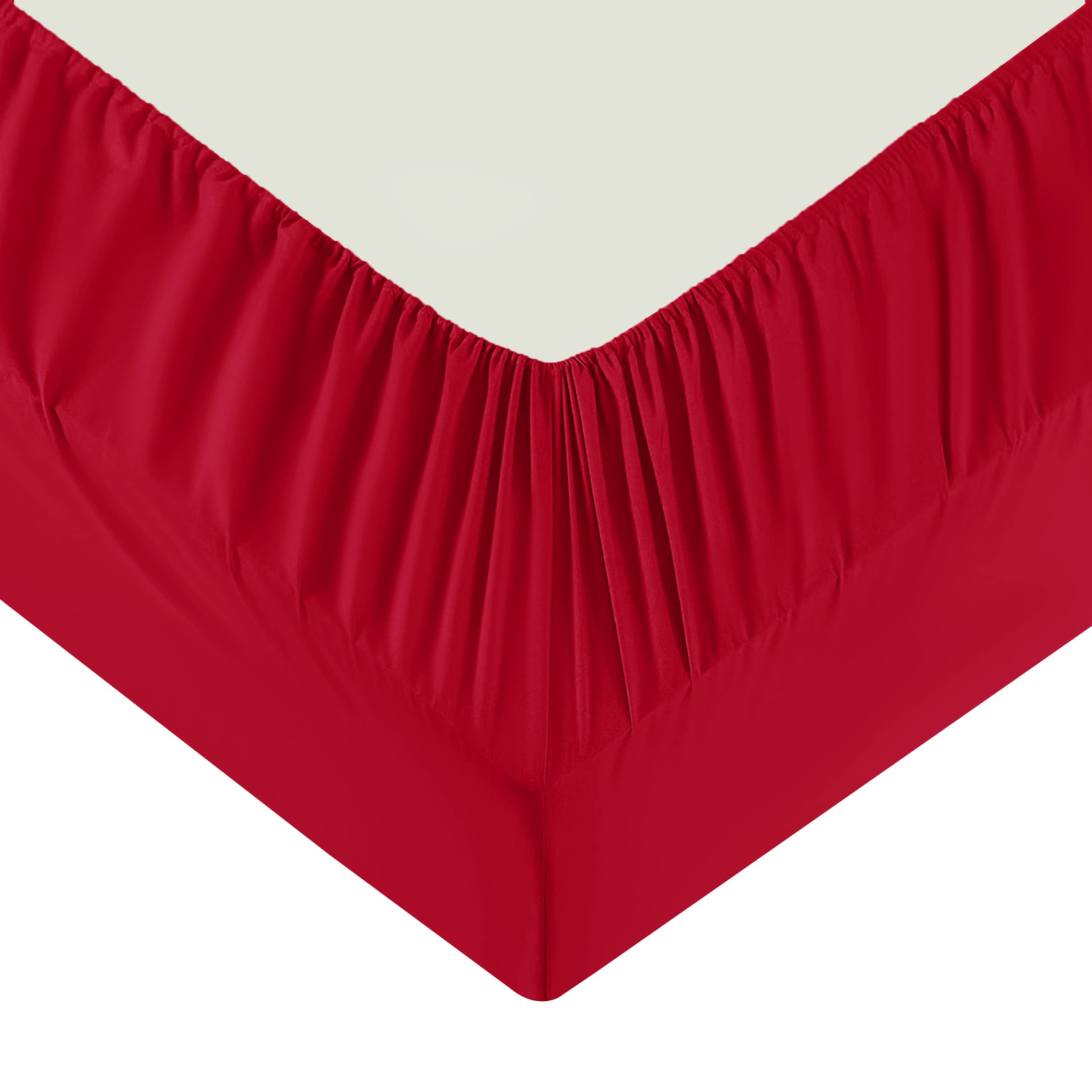Moonlight Bedding Super King Fitted Sheet Red - Premium 25cm Deep Pocket Fitted Bed Sheets – Soft Brushed Microfiber & Wrinkle Free Fitted Bottom Sheet Fad Resistant Bed Sheet (180 x 200 Cm)