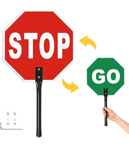 Amazon.com: Handheld Go/Stop Crosswalk Pole Warning Double-Sided
