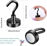 MIN CI 8pcs Black Magnetic Hooks Heavy Duty 35lbs Neodymium Magnets view 2
