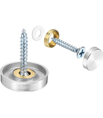 Wopanxye Lot De 12 Vis De Miroir Avec Capuchon Décoratif Chromé, Clous De Miroir Plaqués Zinc De 10 Mm Avec Rondelles En Caoutchouc Pour Raccords De