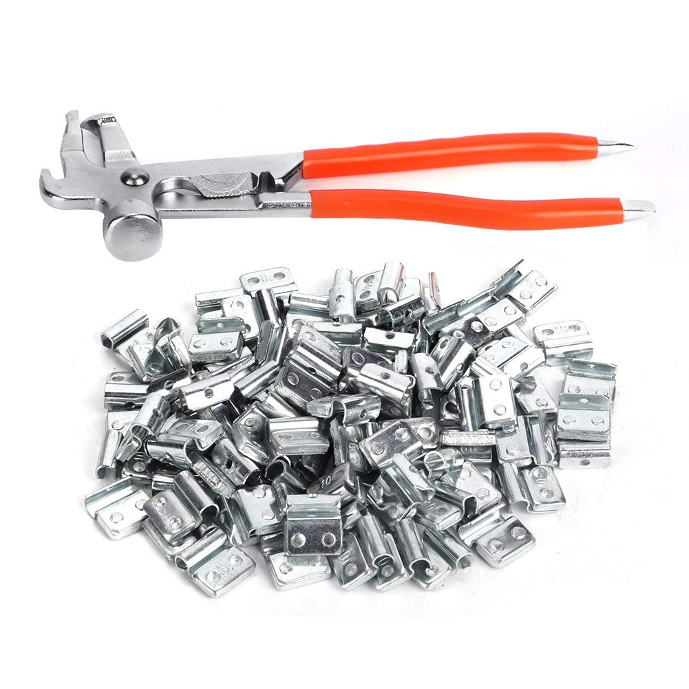 Qiilu Tire Wheel Balancing Weights 100pcs 10g/0.35oz Aluminium Alloy Clip on Hook Wheel Weight Balance P-Style Auto Tire Repair with Balance Pliers