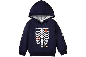 Ouliycoqi Toddler Boys Girls Halloween Hooded Sweatshirt T-Shirt Kids Long Sleeve Pullover Pumpkin Printed Hoodies Tops Fall