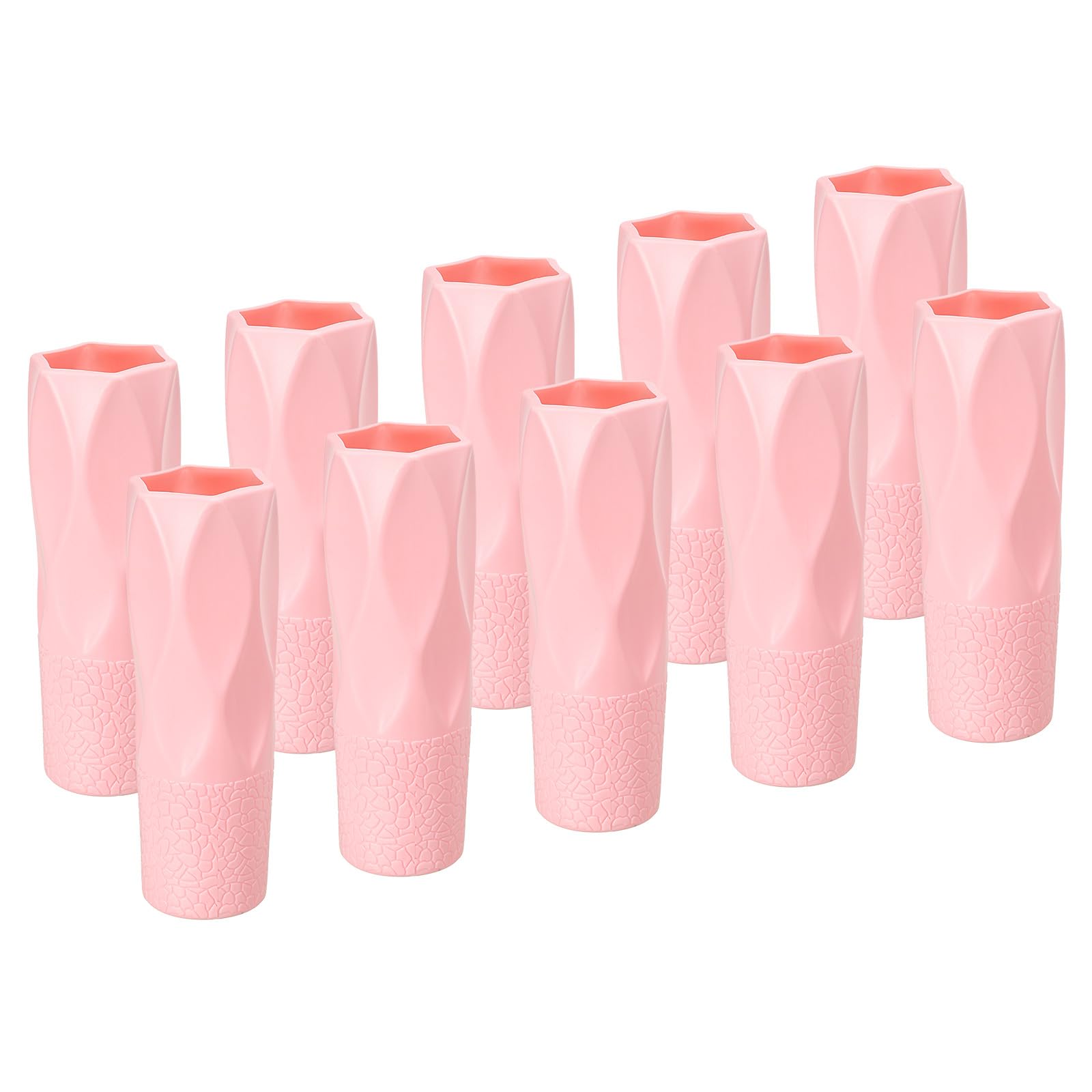 PATIKIL Flower Vase, 10 Pack Plastic Vases for Flowers Ceramic Look Small Tall Floral Vase Table Centerpieces for Home Room Decor, Pink