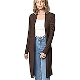 Made By Johnny Women's Solid Long Sleeve Open Front Drape Long Cardigan Duster - Comfortable & Stylish Outerwear