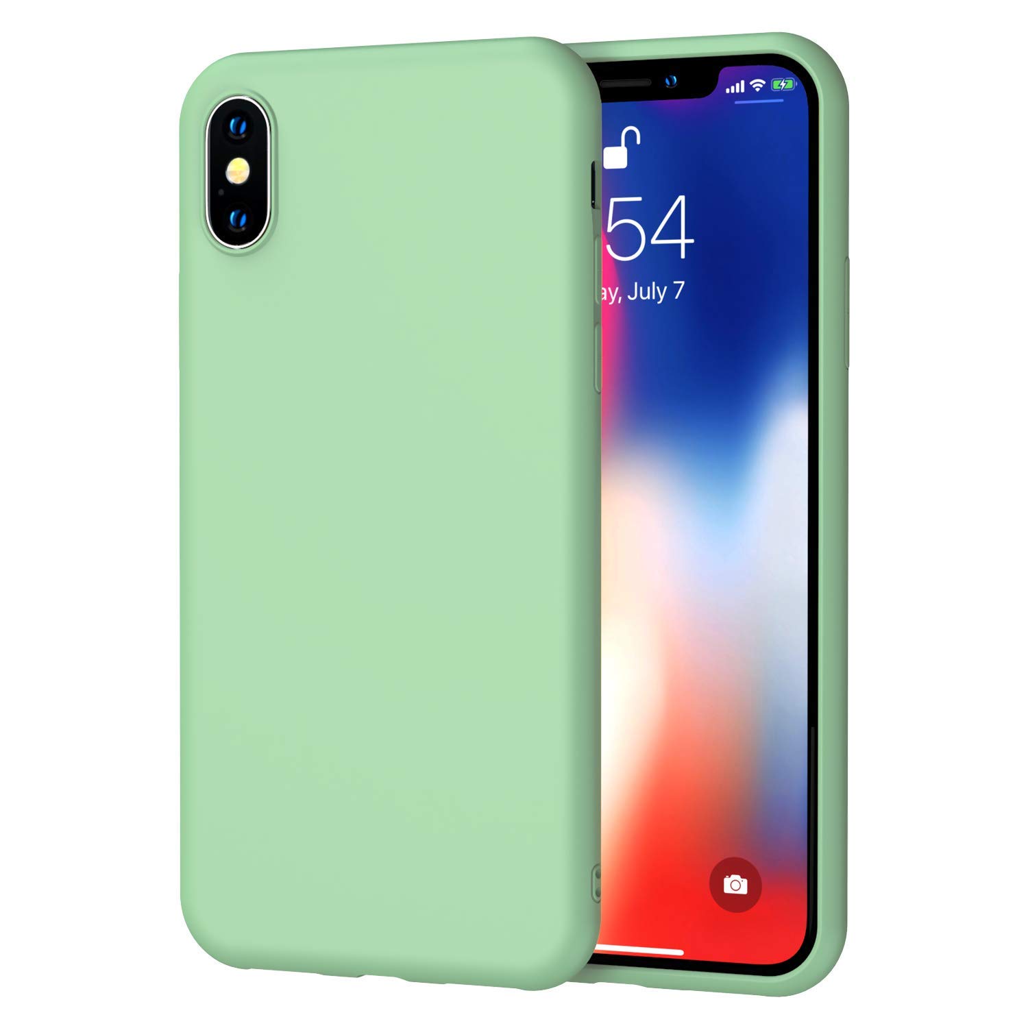 Crazy Curry Silicone Case Silicone Gel Rubber Full Body Protection Shockproof Cover Case Drop Protection for Apple iPhone XR(6.1")-Matcha Green