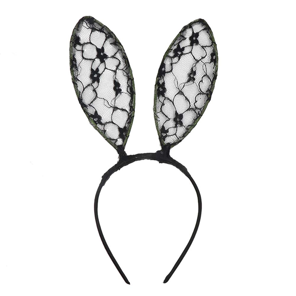 Amosfun Lace Bunny Ears Headband Rabbit Ears Hair Hoop Easter
