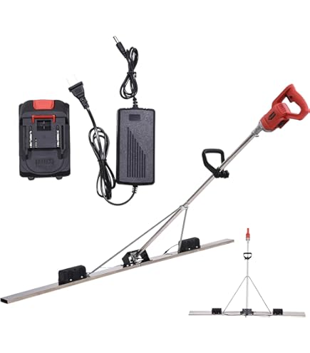 Cordless Concrete Vibrator & Screed - 110V Lithium Battery Powered Finishing Tool With 5ft Board