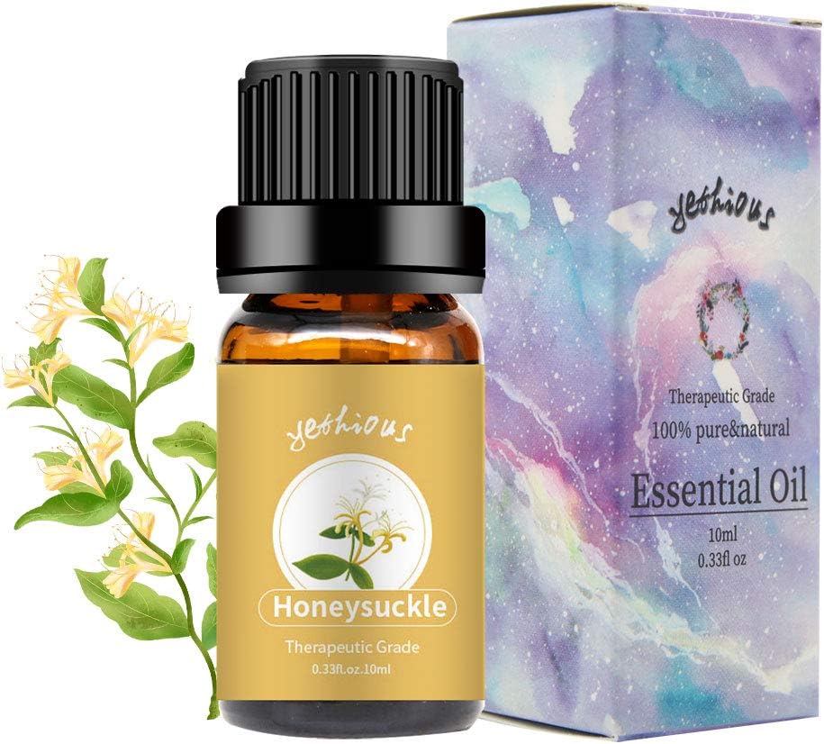 yethious ハニーサックルエッセンシャルオイル100％オーガニックピュアエッセンシャルオイルアロマセラピーギフトオイル10ml