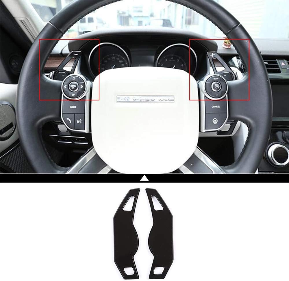 2Pcs Aluminium Alloy Black Car Paddle Shift Refit for Land Range Rover Evoque Vogue Sport Land Range Discovery 4 5 Car Interior Modification Decorative Accessories