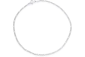 Savlano 925 Sterling Silver Solid Italian Figaro, Rope,Herringbone, Curb, Ball Bead, Snake, Mariner Chain Anklet for Women & Girls, Comes in 0.8mm - 5mm Gift Box