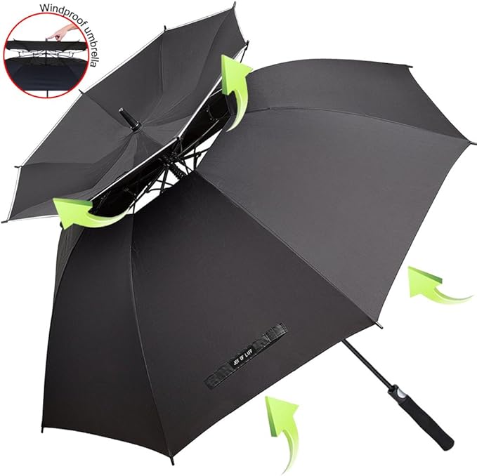 ZOMAKE Windproof Golf Umbrella, 62 inch Large Umbrella for Rain Double Canopy Automatic Open