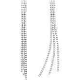 YOQUCOL Boho Tassel Chandelier Earrings Cubic Zirconia Crystal Long Drop Dangle Chain Bohemian Earrings for Women