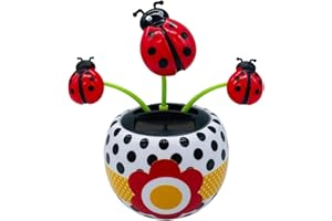 Seven-Spotted Ladybug Solar Dancing Flower, Red Car Dashboard Decoration, Swinging Ornament, Desktop Home Decor