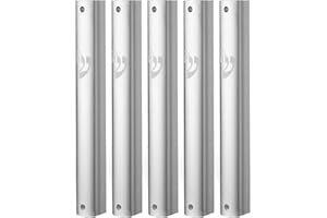 SUPER STAM MEZUZAH CASE Holder Aluminum Tight and Strong Waterproof Rubber Cork Silver Engraved shin 14 cm for 10 and 12 cm Scroll 5 Pack (Silver, 12)