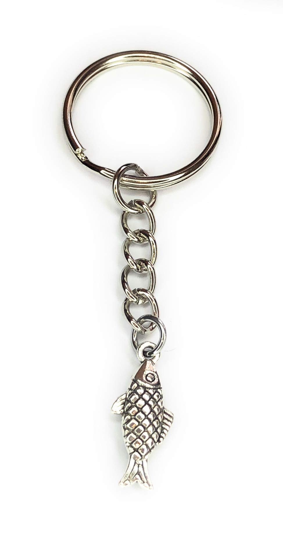 FizzyButton Gifts Fish Charm Keyring Key Ring with Silver Tone Keychain