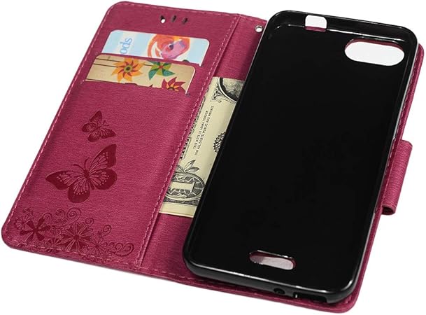 GuardGal WIKO Tommy3 Coque,PU Housse en Cuir Etanche Housse Etui de Protection pour t/&eacute;l/&eacute;phone Portable Case magn/&eacute;tique Cover avec Fente Carte Grand Motif de pens/&eacute;e pour WIKO Tommy3 Rose Rouge