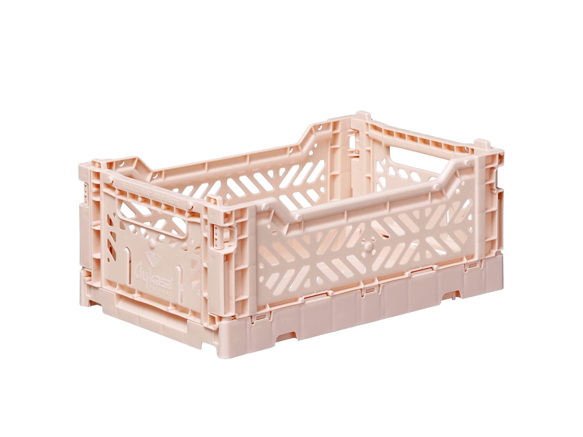 Ay-Kasa Folding Crate, Sturdy Folding Box, Plastic, Stackable, Milk Tea, Mini (27 x 17 x 11 cm)