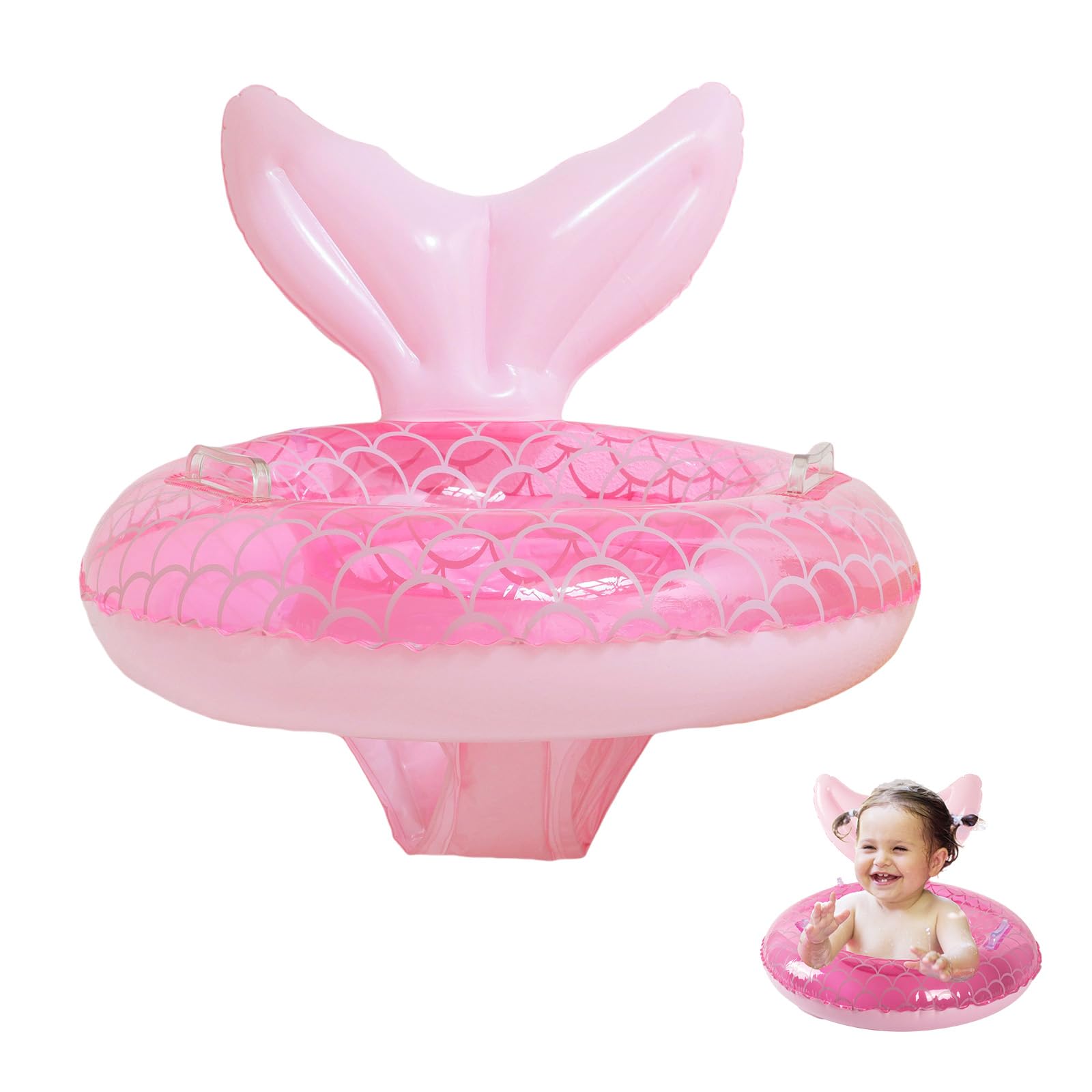 Baby Swimming Float, Baby Inflatable Pool Float with Seat for 6-36 Months, Baby Girl Inflatable Baby Swimming Ring Pool Float for Infant Toddler Kids 1-3 Years (Mermaid)