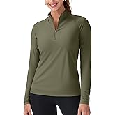 Zengjo Womens 1/4 Zip Pullover Athletic – Long Sleeve Quarter-Zip Running/Workout/Golf Top, Mock Neck, Quick-Dry
