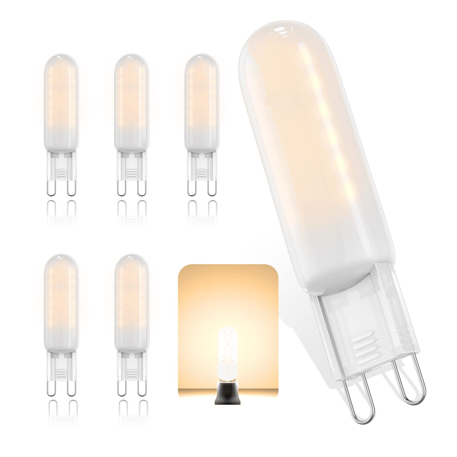 COITROZR G9 LED Bulbs 5W，Equivalent to 40W Halogen Bulbs, G9 Led Bulb Warm White 3000K, 360°Beam Angle, AC 190V-260V, Non Flicker, Non Dimmable Energy Saving LED Bulbs, 6pcs