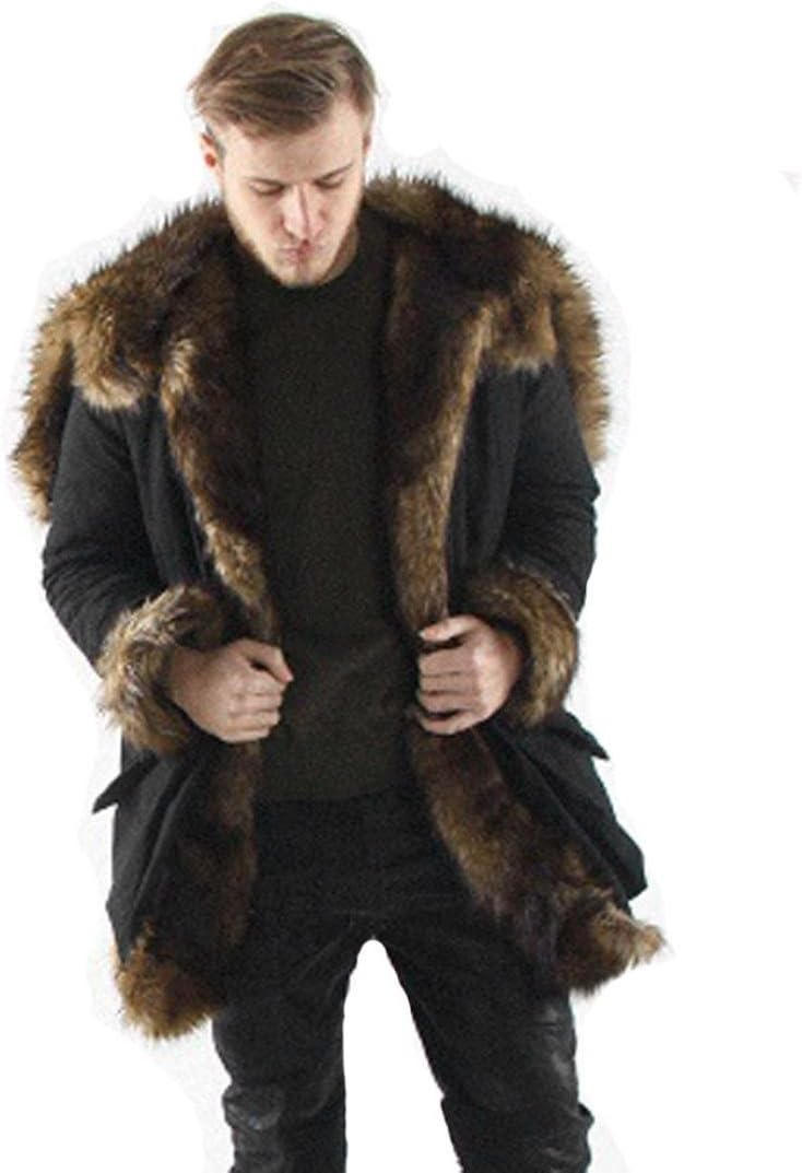 TOOPOOT Men Faux Fur Parka Outwear,Winter Mens Warm Thicker Long Hoodie Jacket Coat Jacket