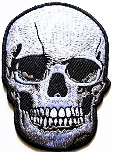 HHO Realistic Skull Dead Biker Horror Goth Punk Patch Embroidered DIY Patches Cute Applique Sew Iron on Kids Craft Patch for Bags Jackets Jeans Clothes