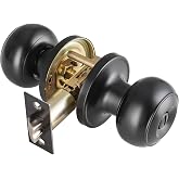 NCSEN Black Door Knob Interior with Turn Lock for Bath &amp; Bedroom | Stainless Steel Round Knob, Privacy Door Use