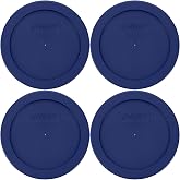 Pyrex 7200-PC (2-Cup) Blue Food Storage Lid (4-Pack) - Made in USA | BPA-Free Plastic | Top-Rack Dishwasher Safe | Refrigerator Freezer Safe | Secure Fit | Meal Prep