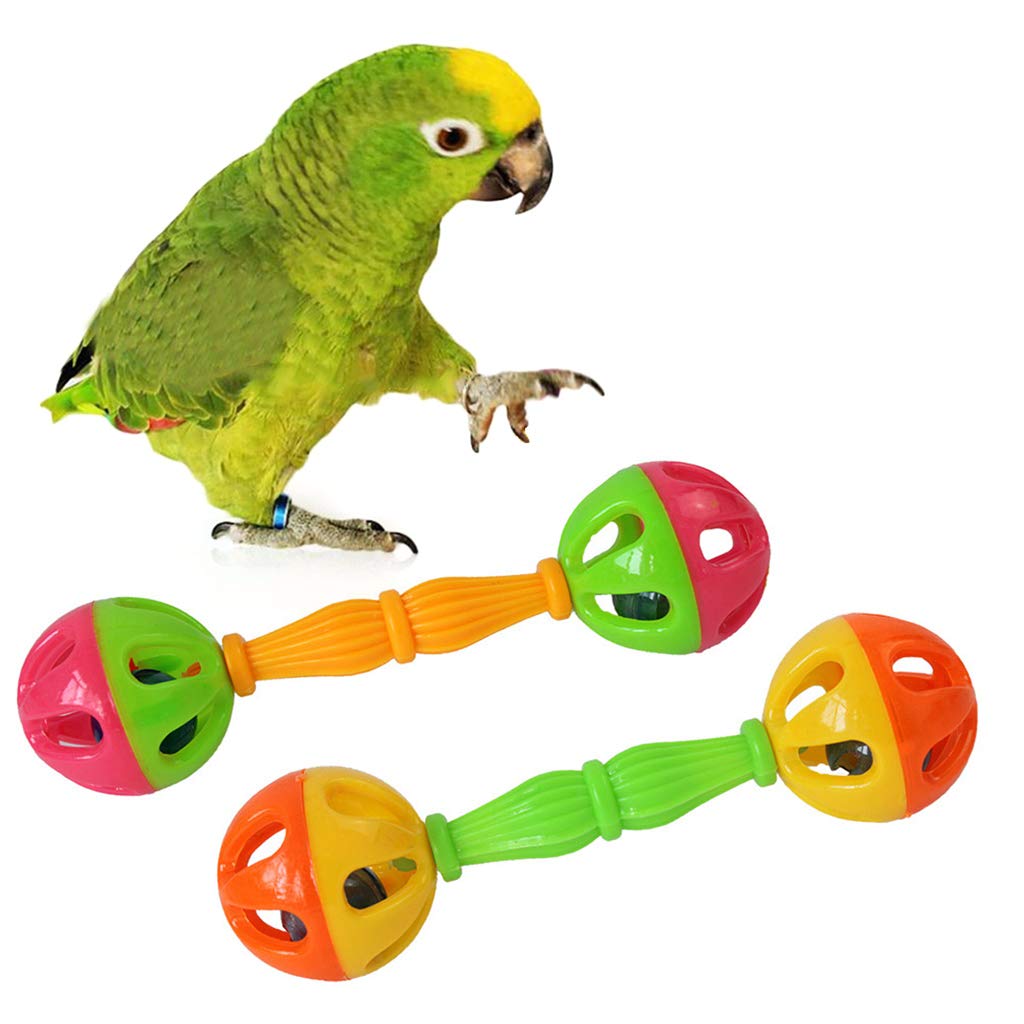 2 Pcs Bird Parrot Toy,Rattle Birds Fun Exercise,Plastic Double-Headed Bell Pet Toys