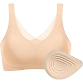 Polreta Seamless Post-Surgery Bra for Women, Pocket Mastectomy Bras for Breast Prosthesis with Cotton Breast Forms Set